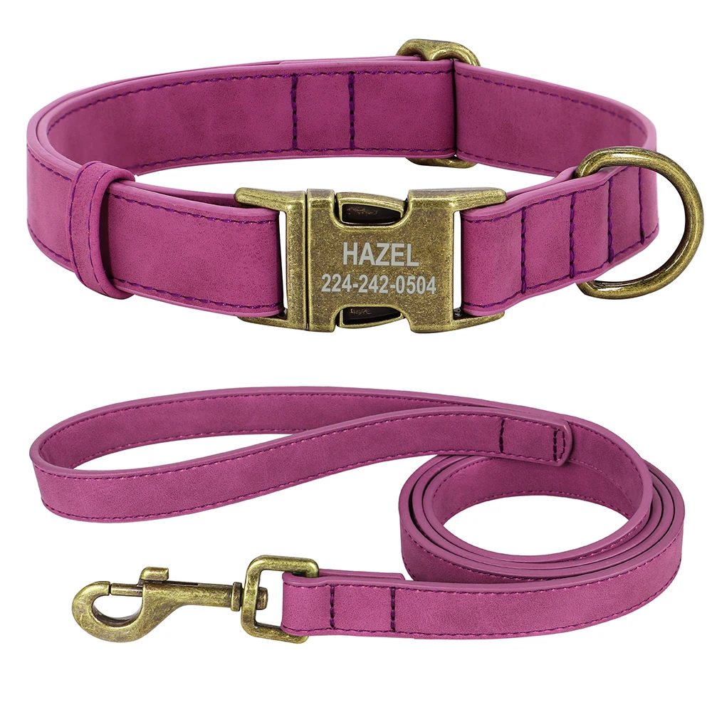 Personal isierte Hunde halsband Leine Set maßge schneiderte Hunde halsband Walking Blei Seil Leder Haustier Halsbänder für kleine mittelgroße Hunde Mops – Detail 12
