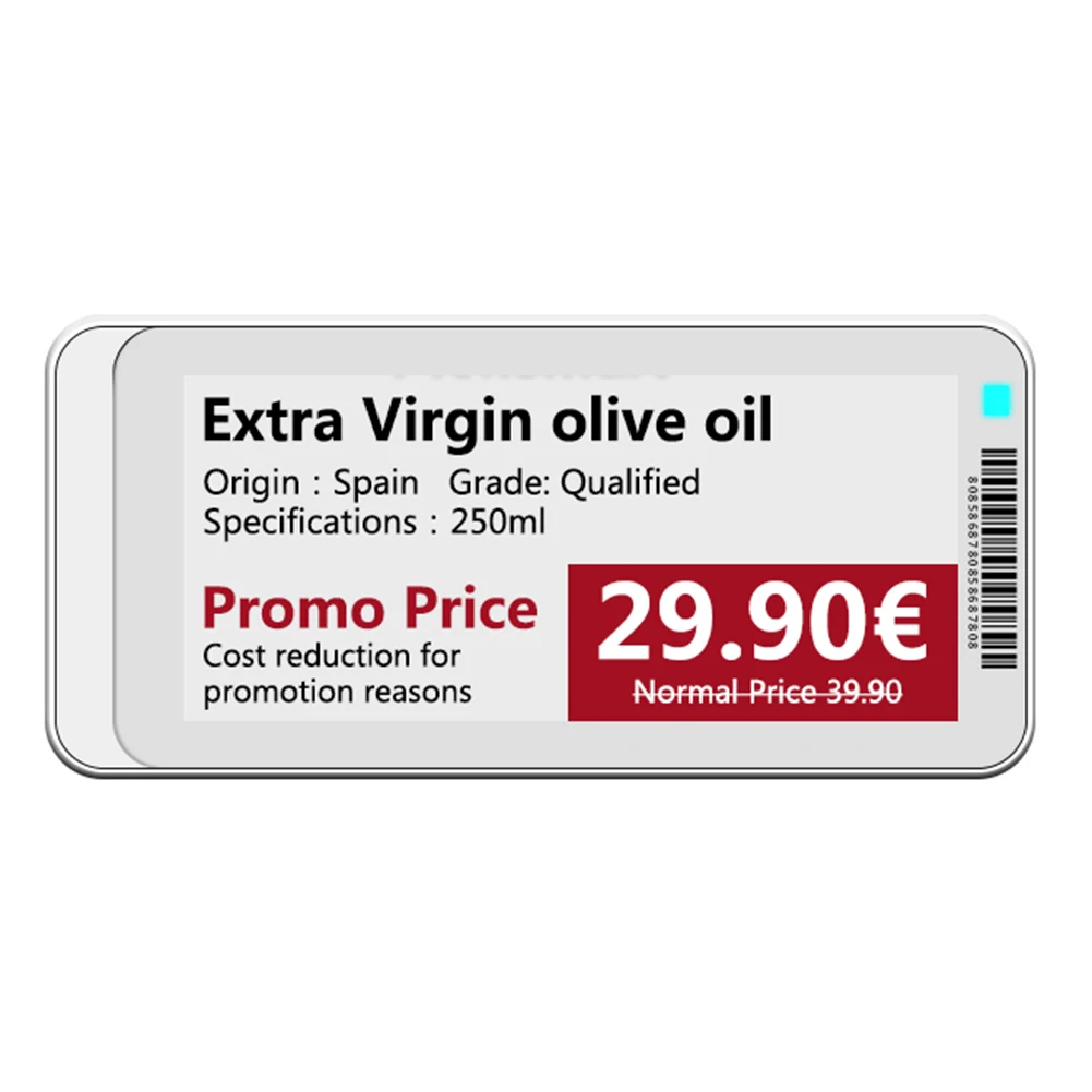Cartão de etiqueta de preço eletrônico de 2,1 polegadas e 2,9 polegadas versão BT com software operacional de aplicativo Tela TFT E-ink E-Paper Display Eink Epaper
