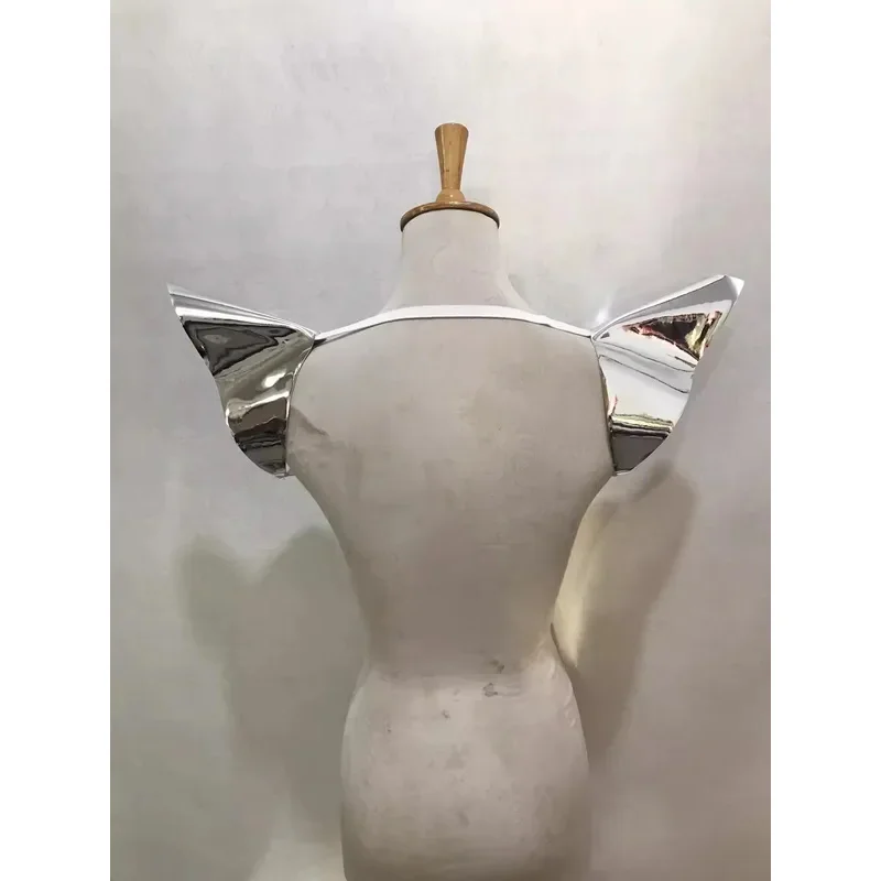 الفضة تحلق الكتف سترة تأثيري المرأة انقطاع الجاز منصات الكتف ملهى ليلي Dj Ds مرحلة الأداء اكسسوارات الهذيان Outfi