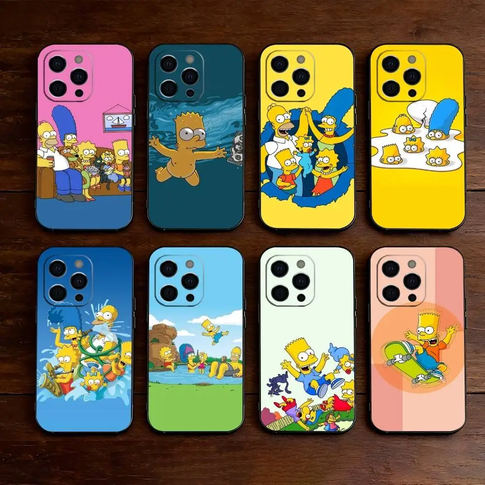 

The L-Simpsons Cartoon Phone Case For iPhone 17,16,15,14,13,12,11 Plus,Pro Max,XS,Soft Silicone Black Cover