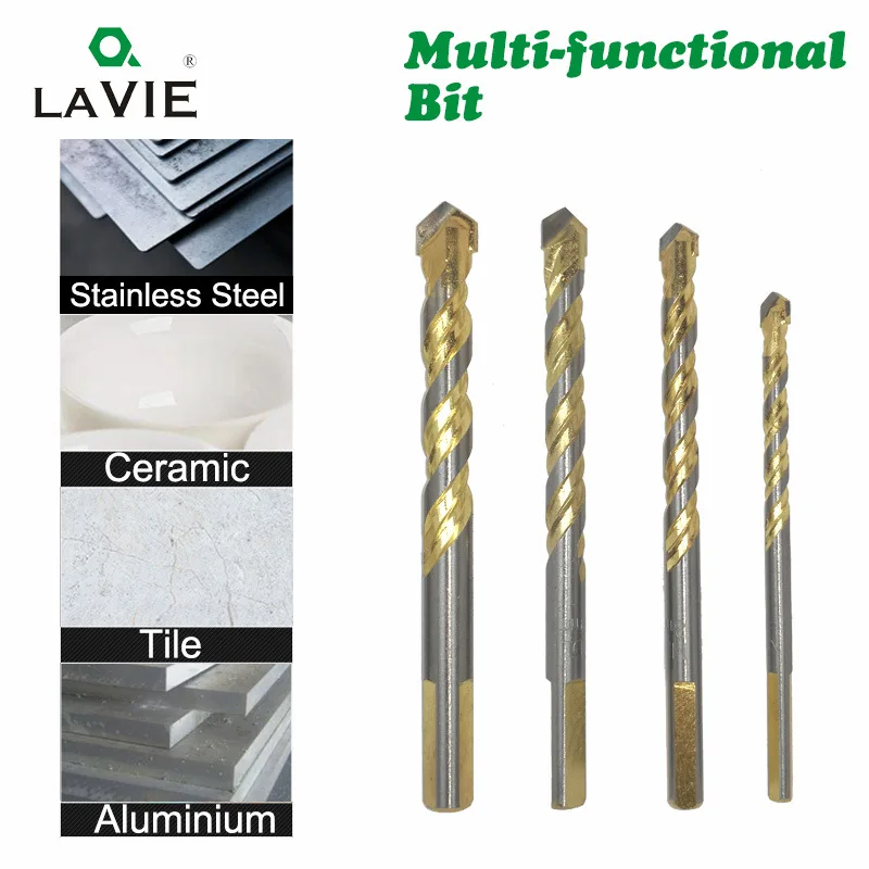 Triangle Handle King Drill Galvanized Drill multi-functional Ceramic Tile Cement Wall Hand Drill Titanium Plated Gold Twist Tria