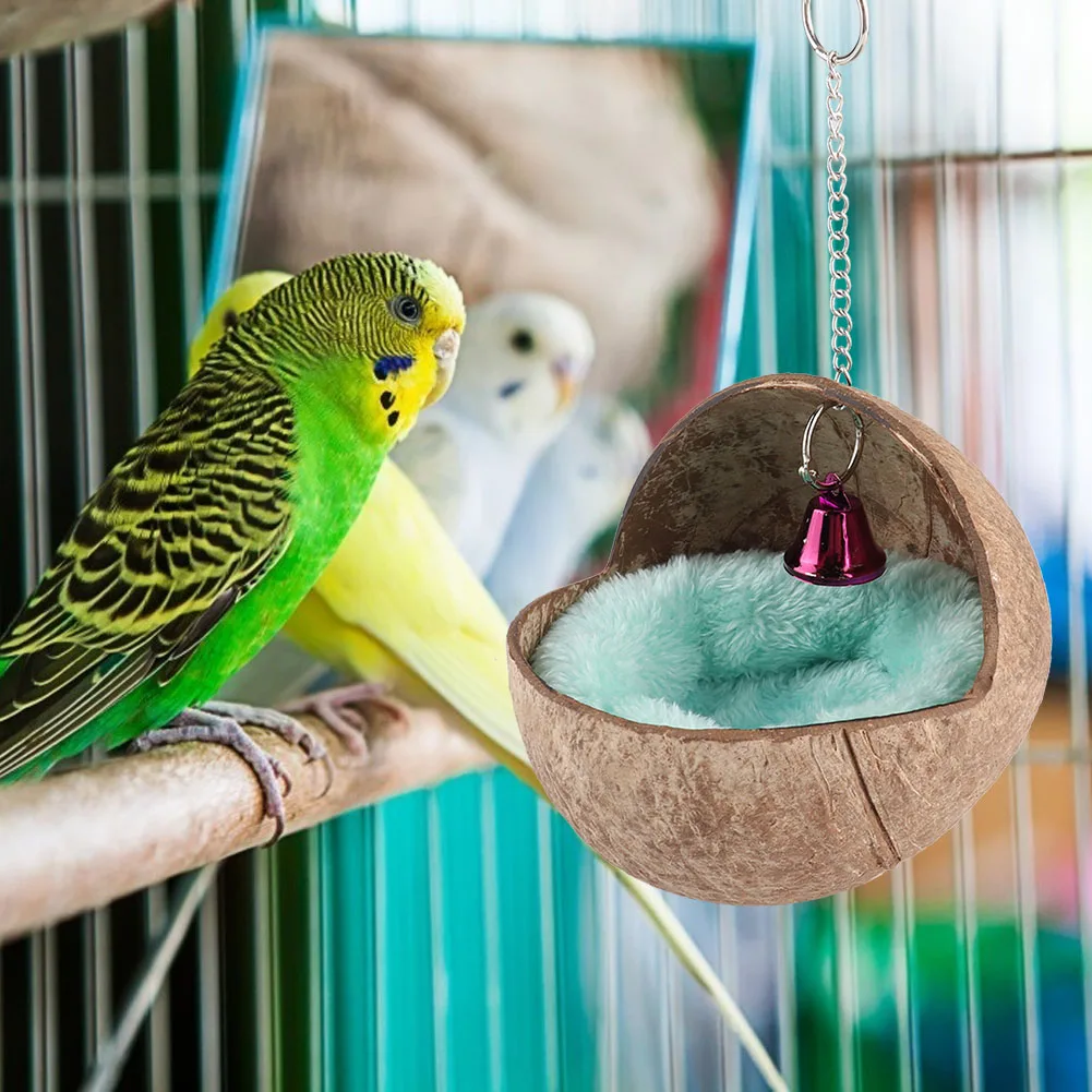 Bird Breeding Bed Bird Breeding Nest Hatching Nesting Natural Coconut Husk Bird Breeding Nest Bed Cage Hatching Nest with Mat