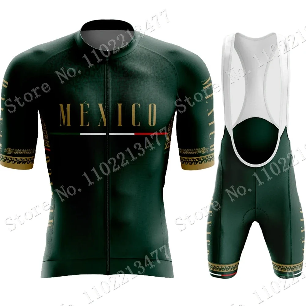 2023 Mexico Cycling Jersey National Team Set Summer Mexican Red Clothing Road Bike Shirts Suit Bicycle Bib Shorts MTB Ropa