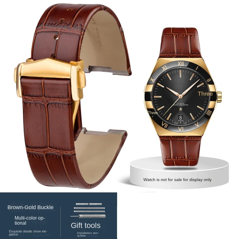 Correa de cuero para Omega Constellation Double Eagle 123,20 interfaz cóncava correa de reloj pulsera para hombres y mujeres 25mm 23mm