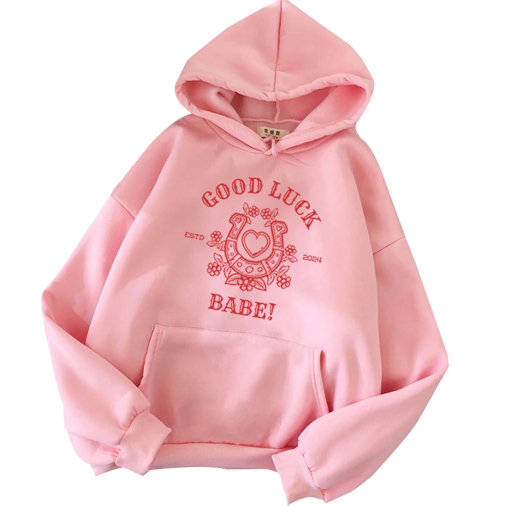 Chappell Roan Good Luck Babe Hoodie Chappell Roan Merch Gift for Chappell Roan Fan Harajuku Pullover Tops Sweatshirt