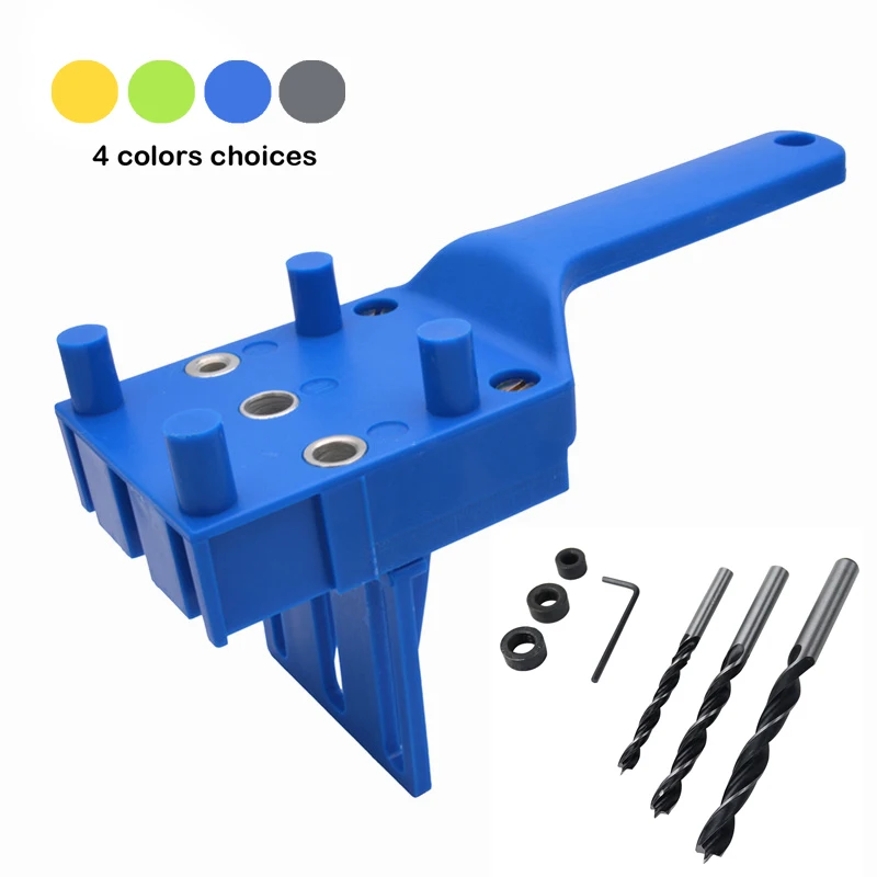 ABS Plastic Quick Wood Doweling Jig Handheld Pocket Hole Jig System 6 8 10mm Drill Bit Hole Puncher For Carpentry Dowel Joints