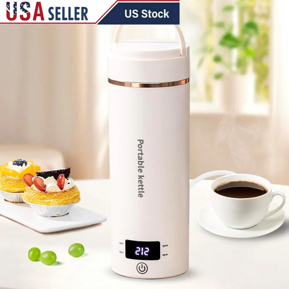 

Portable Electric Kettle Mini Travel Hot Water Boiler 4 Temperature Settings Stainless Steel Fast Boiling Safety Features