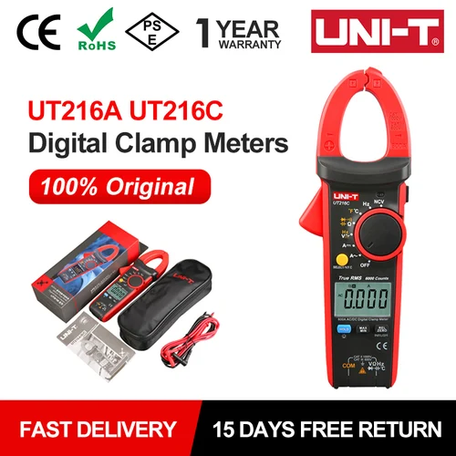 デジタルクランプメーターut216c,600a,true rms,ac,dc,オートレンジマルチメーター,ncv,非接触,電圧テスト,ut216a,ut216,UNI-T