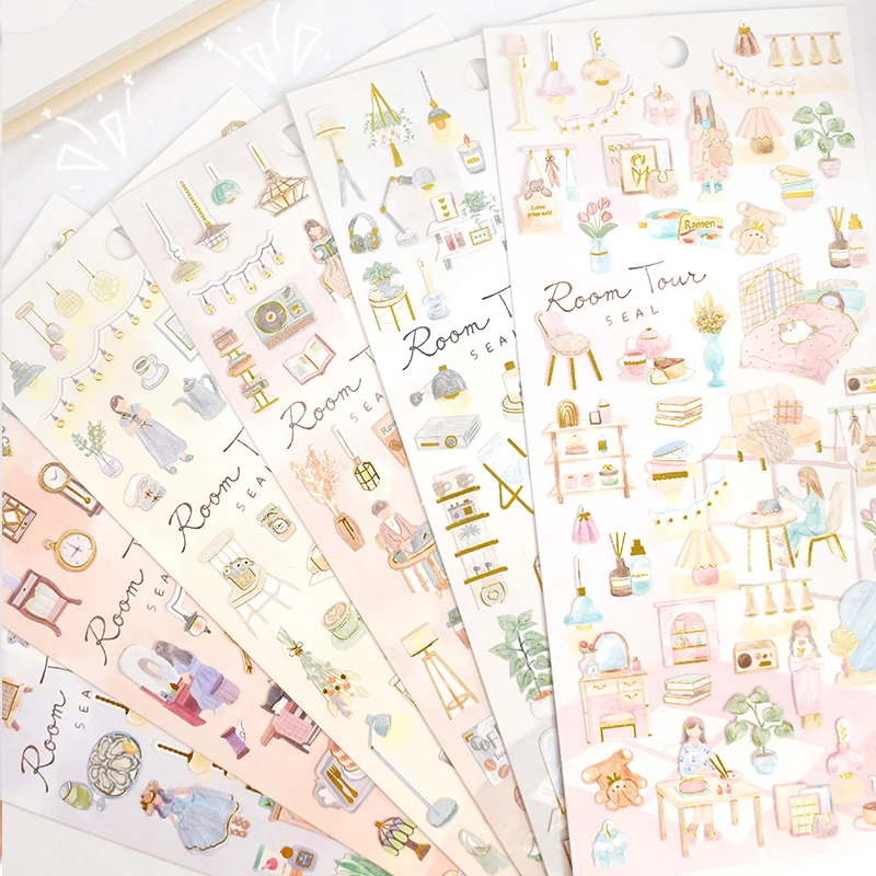 Girls Daily Life Stickers Scrapbooking Diy Journal Stationery Sticker Sheet Aesthetic Deco Art Supplies Gift