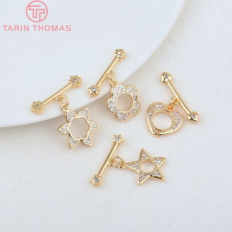 (3349)4 Sets O:12.5MM T:20MM 24K Gold Color Brass Star Bracelet OToggle Clasp Quality Diy Jewelry Findings Accessories Wholesale