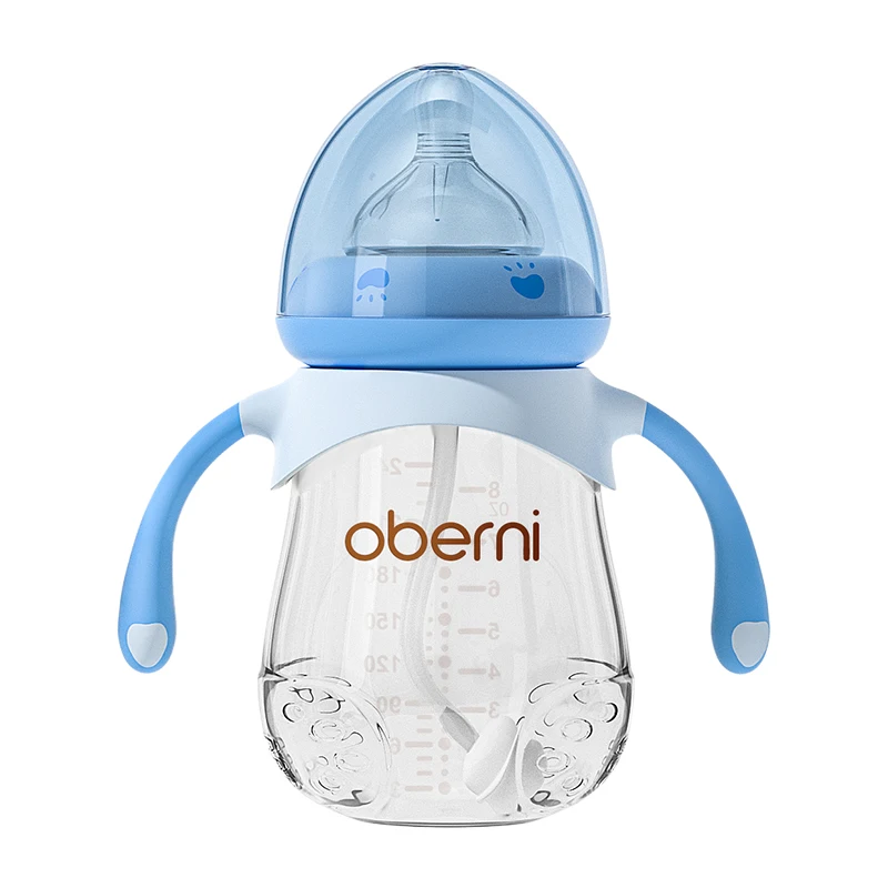 Oberni PP-BiSantos anti-chute et anti-colique pour bébé, avec poignée, sans BPA, biSantos d\'alimentation avec tétine pour enfant