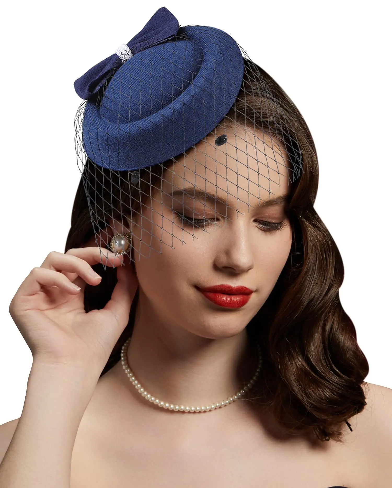 New 20s 50s Vintage Pillbox Hat Kentucky Derby Veil Fascinators Cocktail Tea Party Headwear Clip Fascinator Hat for Women