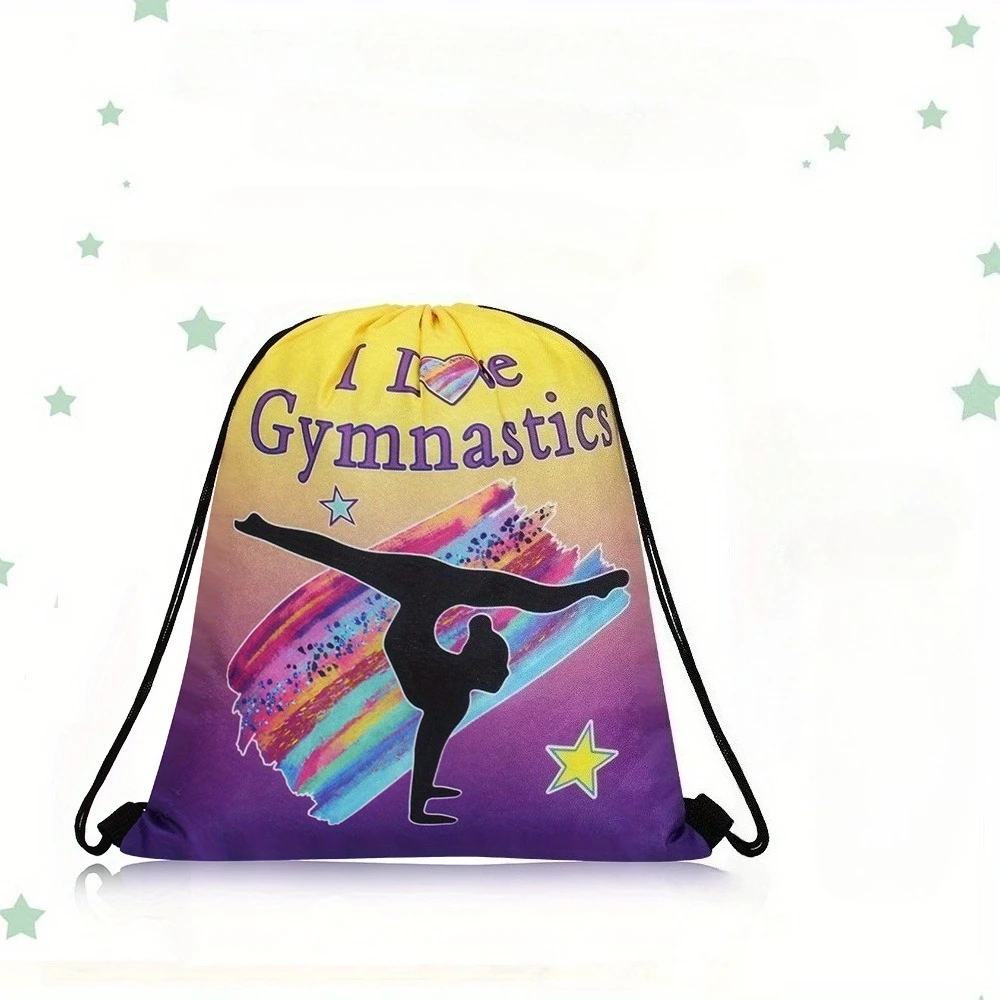 

Сумка на шнурке с гимнастическим принтом, 1 шт., прочная и многоразовая, портативная сумка для хранения.