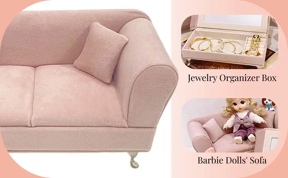 

1:6 Scale Mini Furniture Sofa Life Scene DIY Decor Gift Fairy Garden Jewelry Storage Case for 12in Doll Action Figures Accs