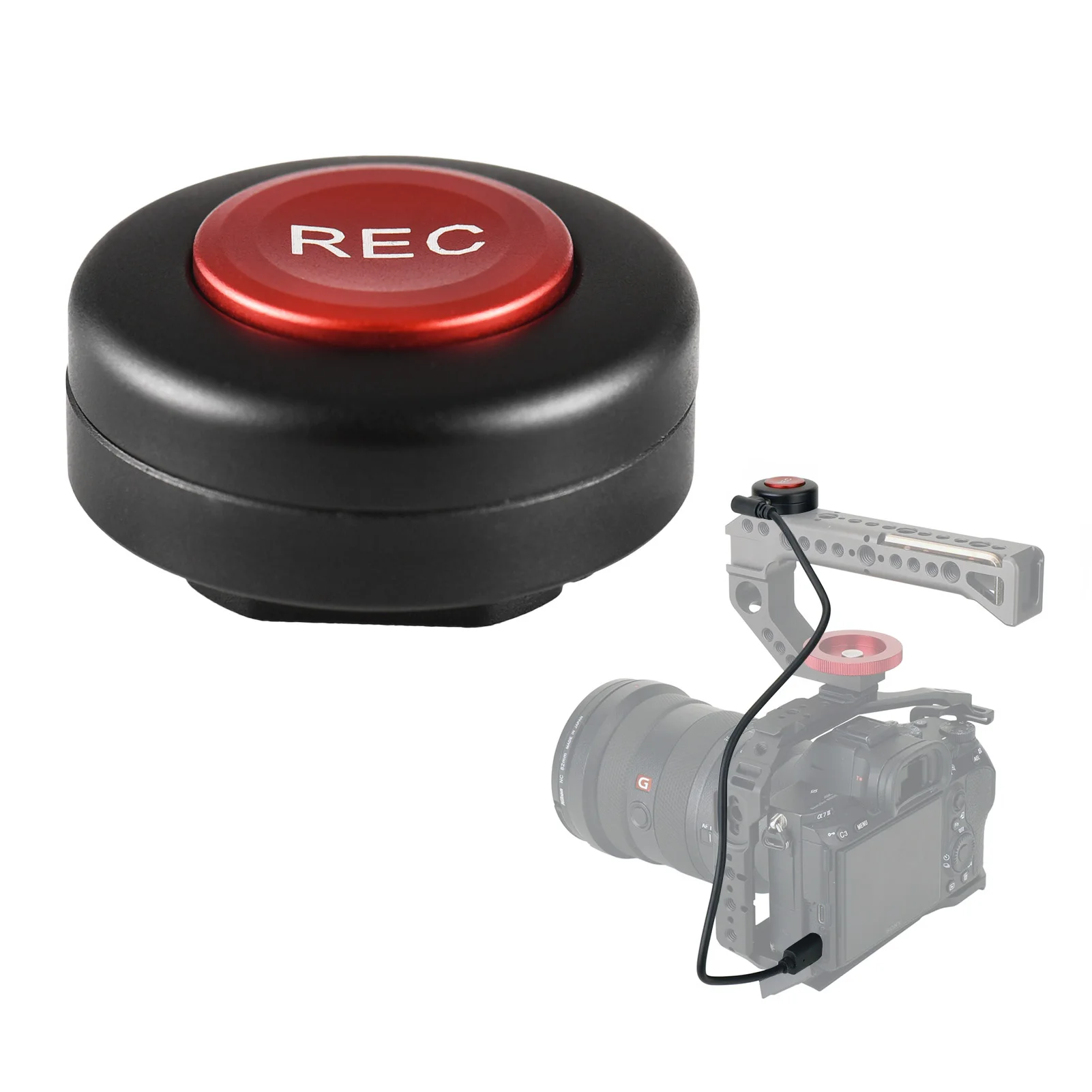 Camera Record Button Video Control Button Cold Shoe Mount with 2 Control Cable for Sony A9 II/A9/A7R V/A7R IV, Fujifilm X-T4