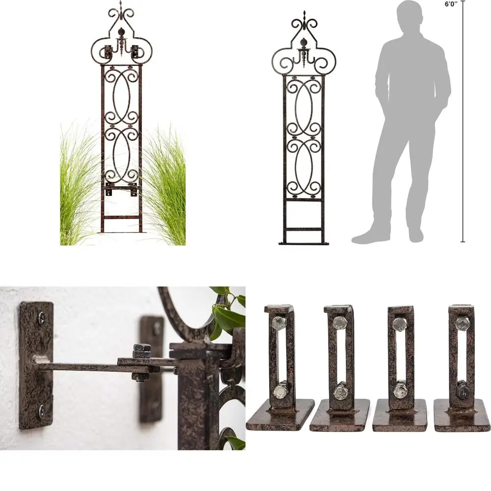 تعريشة ديكور جدارية معدنية خارجية لنباتات التسلق - لوحة حديقة فنية مثالية لشاشة الخصوصية من كروم الورود مع دعامة