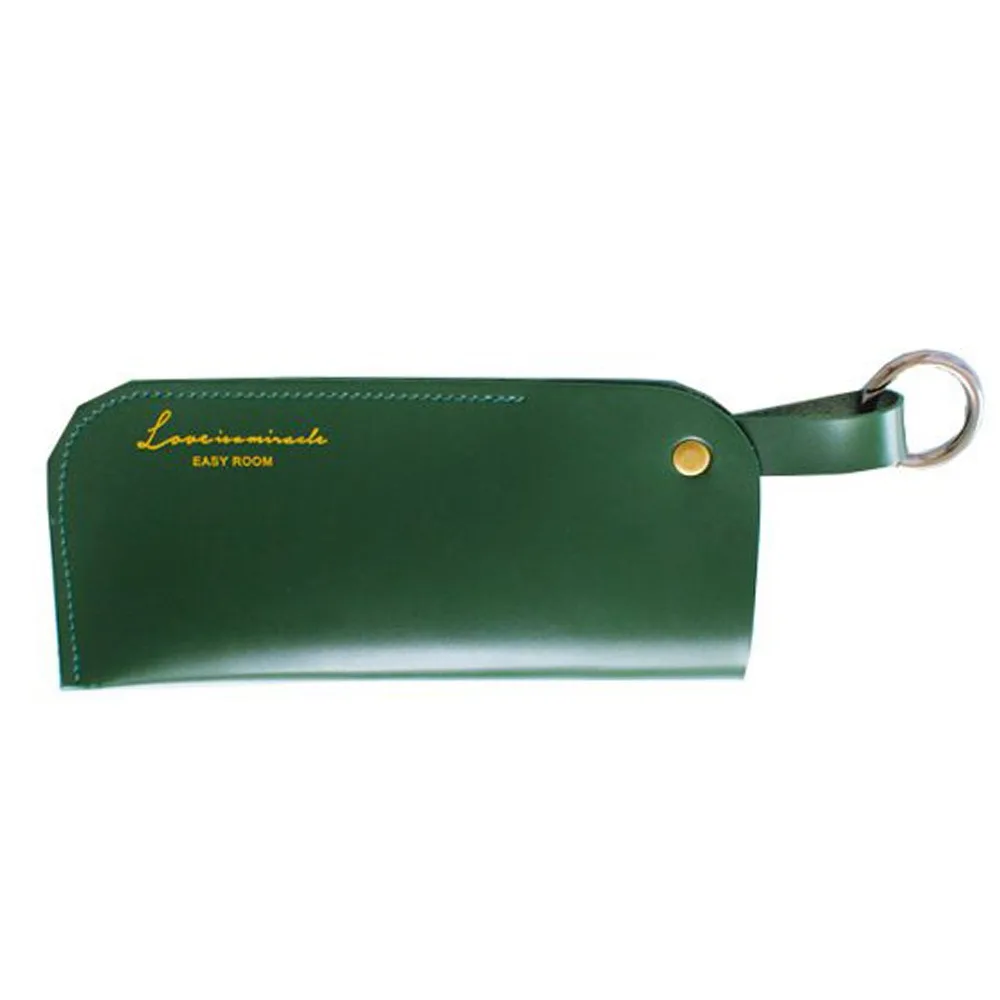 

PU Leather Sunglasses Storage Bag with Keyring Durable Hanging Sunglasses Solid Color Portable Sunglasses Pouch