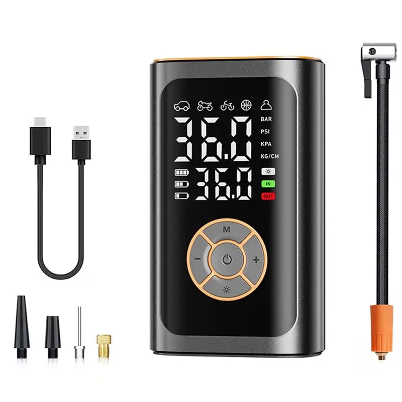 ABAG LED ضوء منفاخ لإطارات السيارة ضاغط هواء محمول 6X سريع التضخم إطارات مضخة هواء لاسلكية مع مقياس الضغط الرقمي