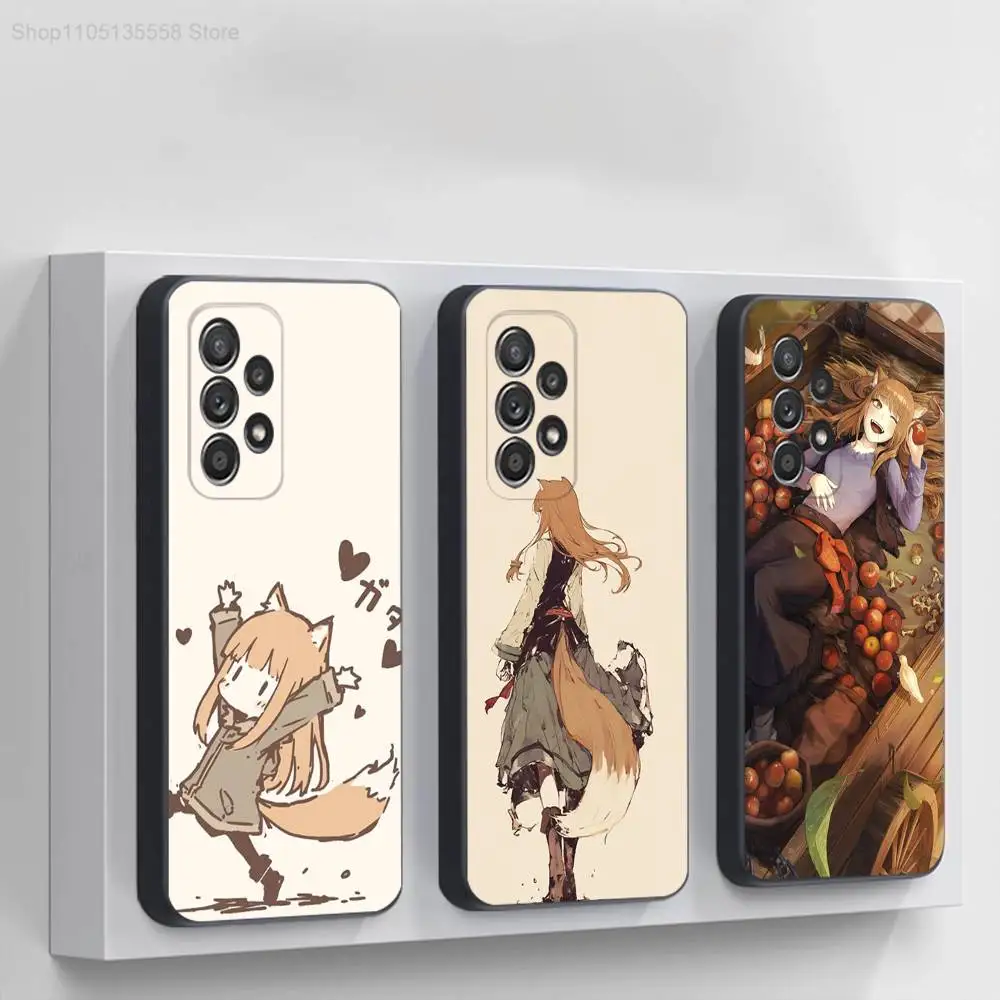 

Anime S-Spice and Wolf Phone Case For Samsung S 25,24,23,22,30,21,10,9,Ultra,Plus,Lite,FE,4,5G Black Soft Case