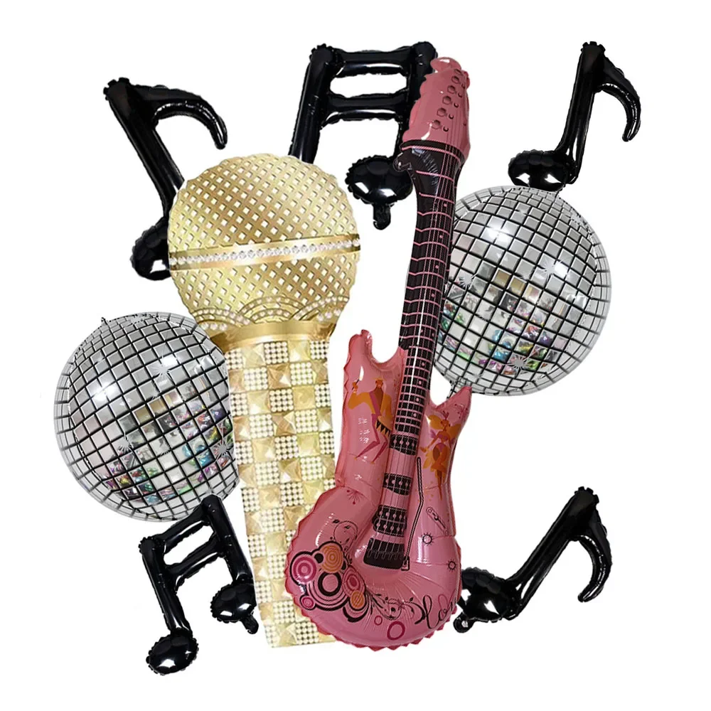 Musik-Themenparty, beliebter Cartoon-Gitarrenballon, aufblasbarer Ballon, Discokugel, Disco, Geburtstag, Rock, Mottoparty-Dekoration