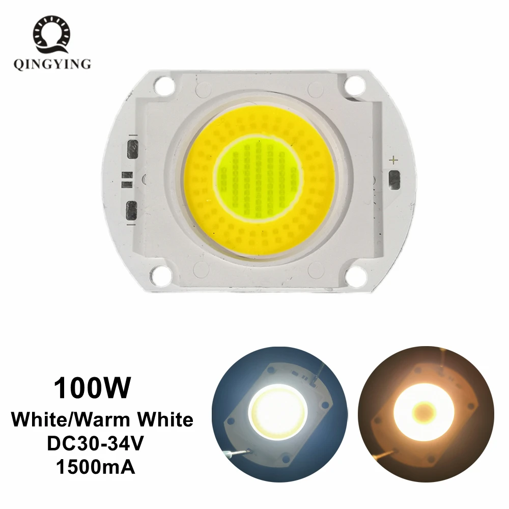

5-10pcs 100W Dual Color LED Chip COB Module DC32-34V 1500mA 50W Warm White 3000K + 50W White 6500K For Floodlight Spotlight Lamp