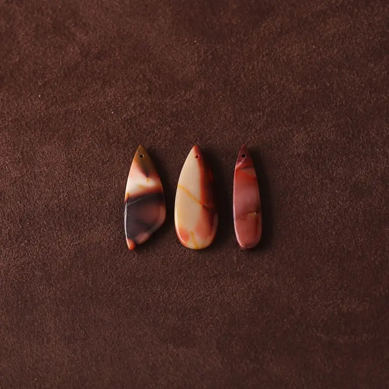 

Набор подвесок-капель из натуральной яшмы Mookite из 3 предметов: уникальные украшения из мраморных драгоценных камней для любителей бохо и кристаллов