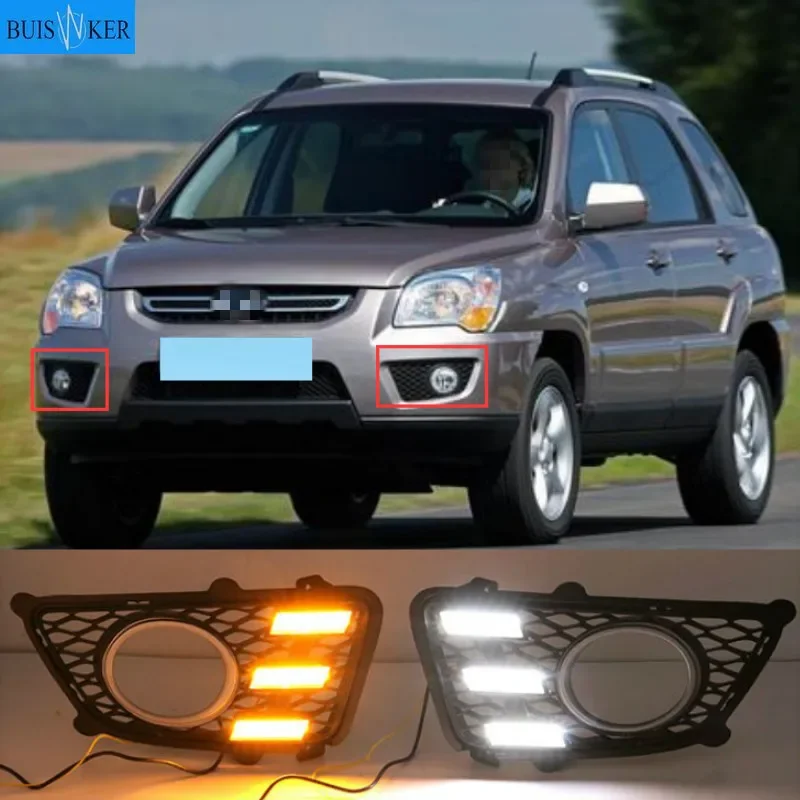 2PCS LED Daytime Running Light For Kia Sportage 2009-2012 Dimming Style Relay Waterproof ABS 12V Car LED DRL Lamp Daylight