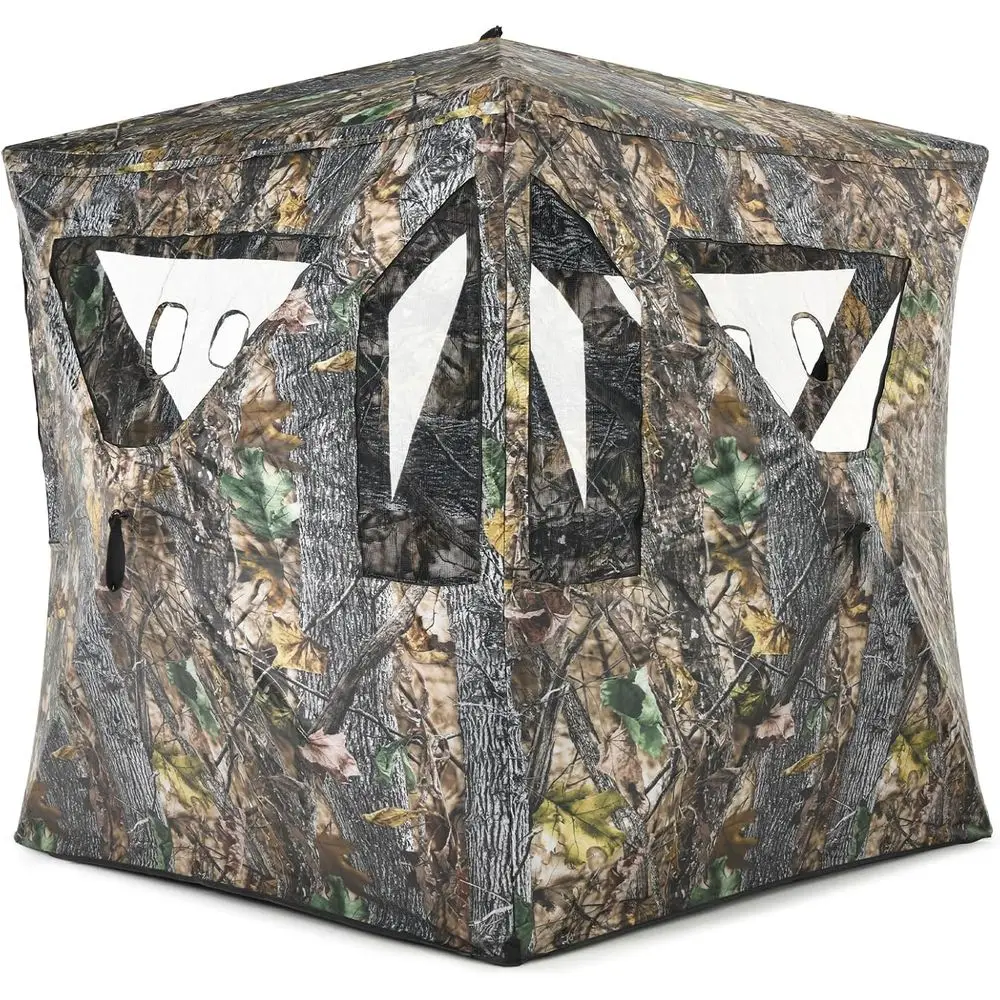 

3-Person Pop Up Hunting Blind with Shooting Hole, Windows, Silent Sliding, 360° View, Portable Camouflage Tent for Deer & Turkey