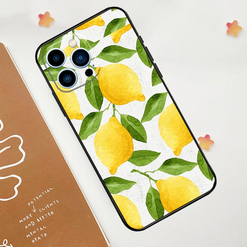 Lemon Fruit Case For iPhone 15 16 14 13 12 11 Pro Max Plus X XR XS 12 13 Mini Cover Accessories