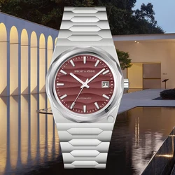 Specht & Söhne Sand Dune Texture New Fashion 37MM NH35 Automatic Watch Stainless Steel Sapphire Red Color Luminous 50M Water