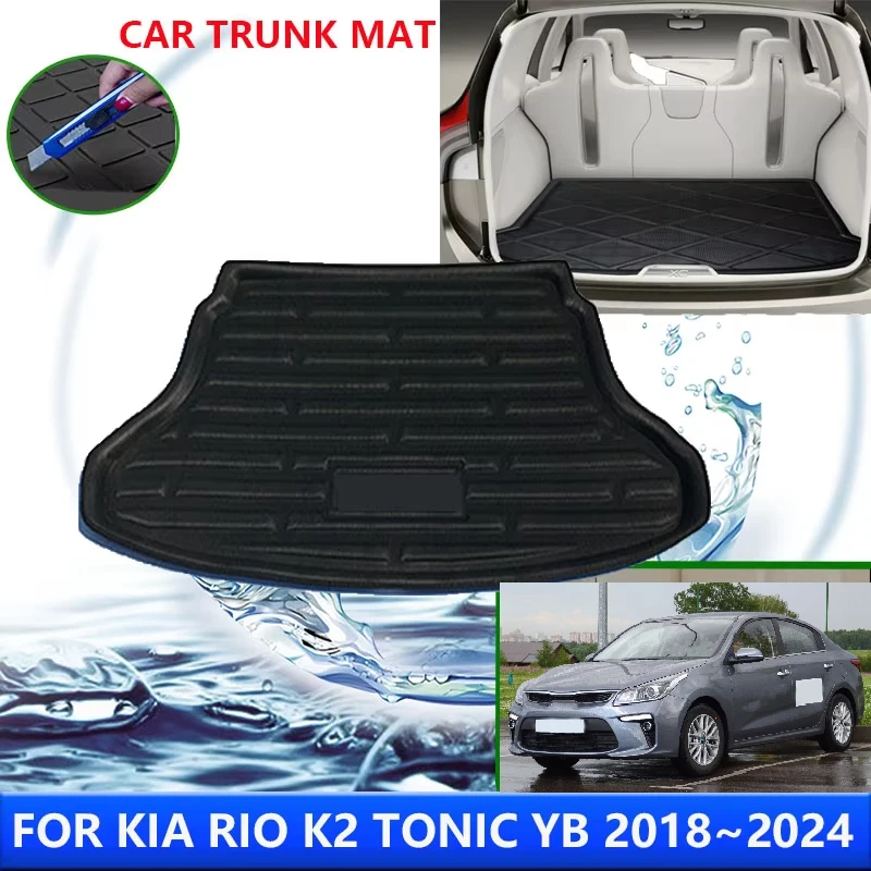 

For Kia Rio K2 Tonic YB 2018~2024 2019 2021 2022 Car Rear Trunk Protector Pad Auto Waterproof Liner Anti-Fouling Mat Accessories