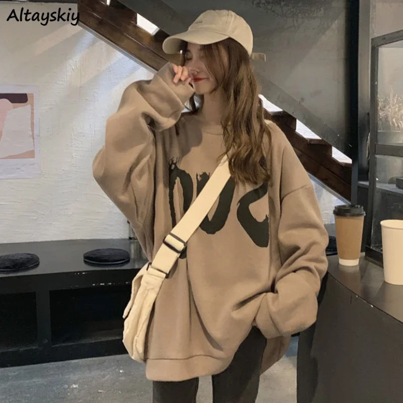 

Ins Autumn Sweatshirts Women Vintage Printed Simple Loose Designed Stylish College Long Sleeve All-match M-4XL Leisure Ulzzang