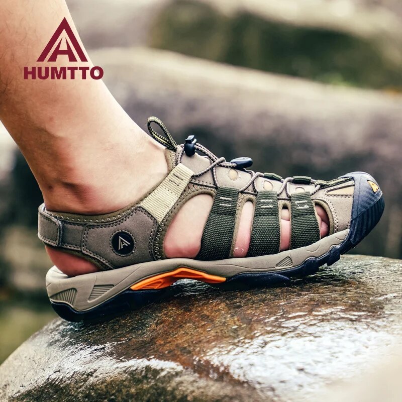  HUMTTO Summer Outdoor Sandals for Men Breathable Hiking Shoes Water Beach Mens Sandals Camping Climbing Aqua Sneaker HT-710445A 