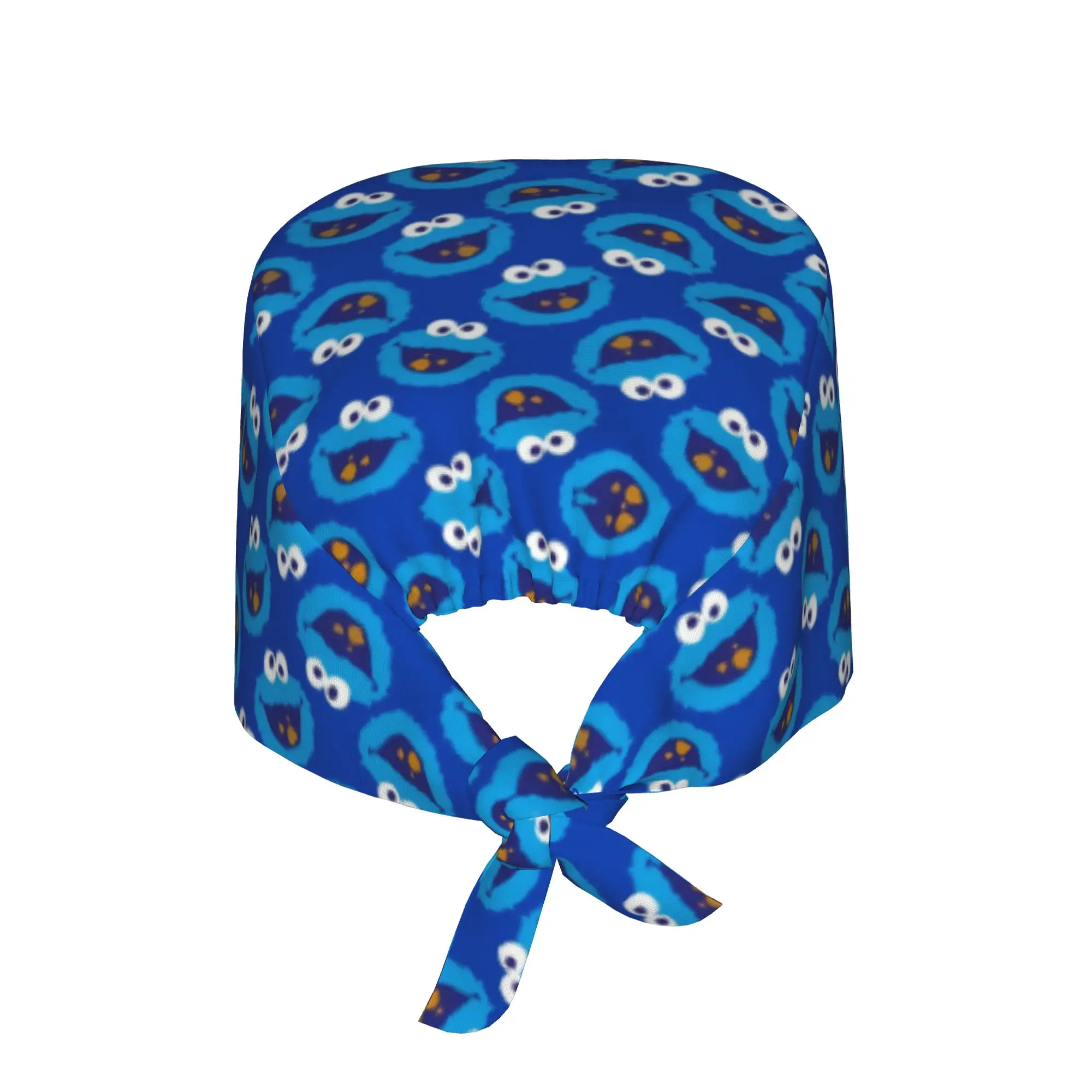 Custom Cookie Monster Anime Working Cap Surgical Hats Men Women Elmo Cartoon Operating Room Cap Nursing Cap Lab Works Hat