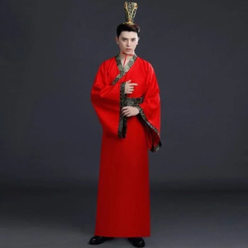 

Ancient Chinese Costume Men Traditional Chinese Dance Clothing for Women Long Sleeve Hanfu Satin Robe Dress Boy Qing Dynasty
