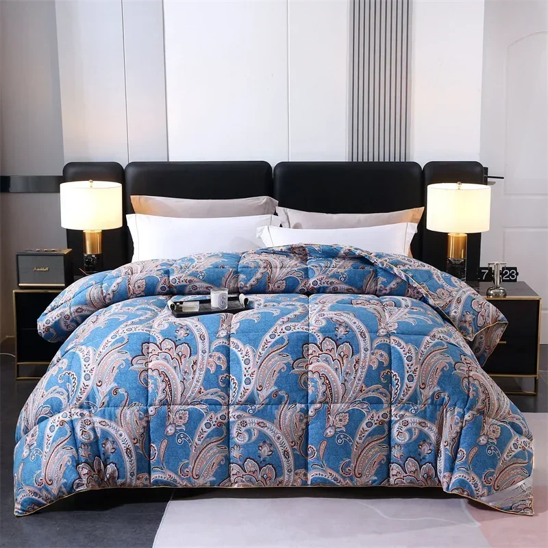 New Thickened Warm White Goose Down Quilt Exquisite Craftsmanship Printing Dyeing Duvet Fluffy Plump High-quality Fabric Bedding