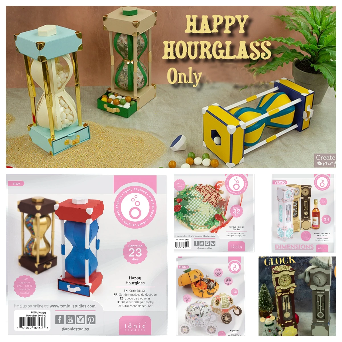 Scrapbook 2026 Newtonic North Pole Pals Sugar Skull /Glorious Grandfather Clock Gift Box Die Set Xmas Camper Van Clear for Card