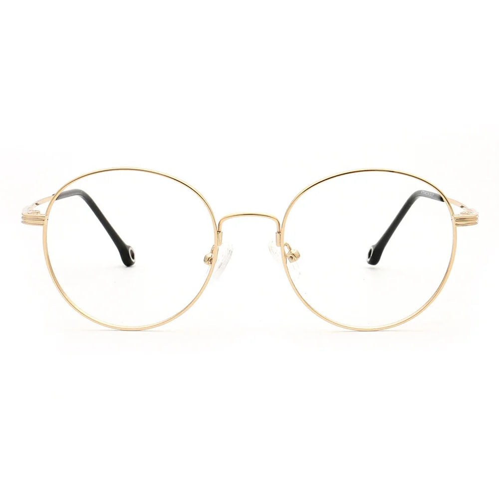 Round Men Memory Metal Glasses Frames Optical Eyeglasses Frames  Women Flexible Bendable Lightweight Gold Spectacles Classic