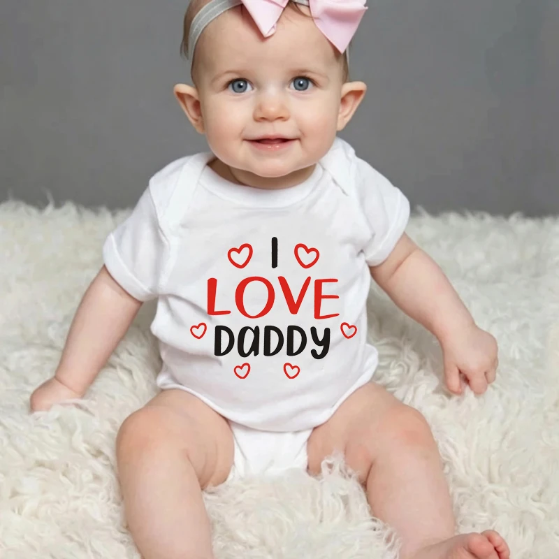 I Love Daddy Newborn Baby Bodysuit Cotton Short Sleeve Baby Romper Cute Baby Boy Clothes Jumpsuit Infant Outfit Gift for Daddy