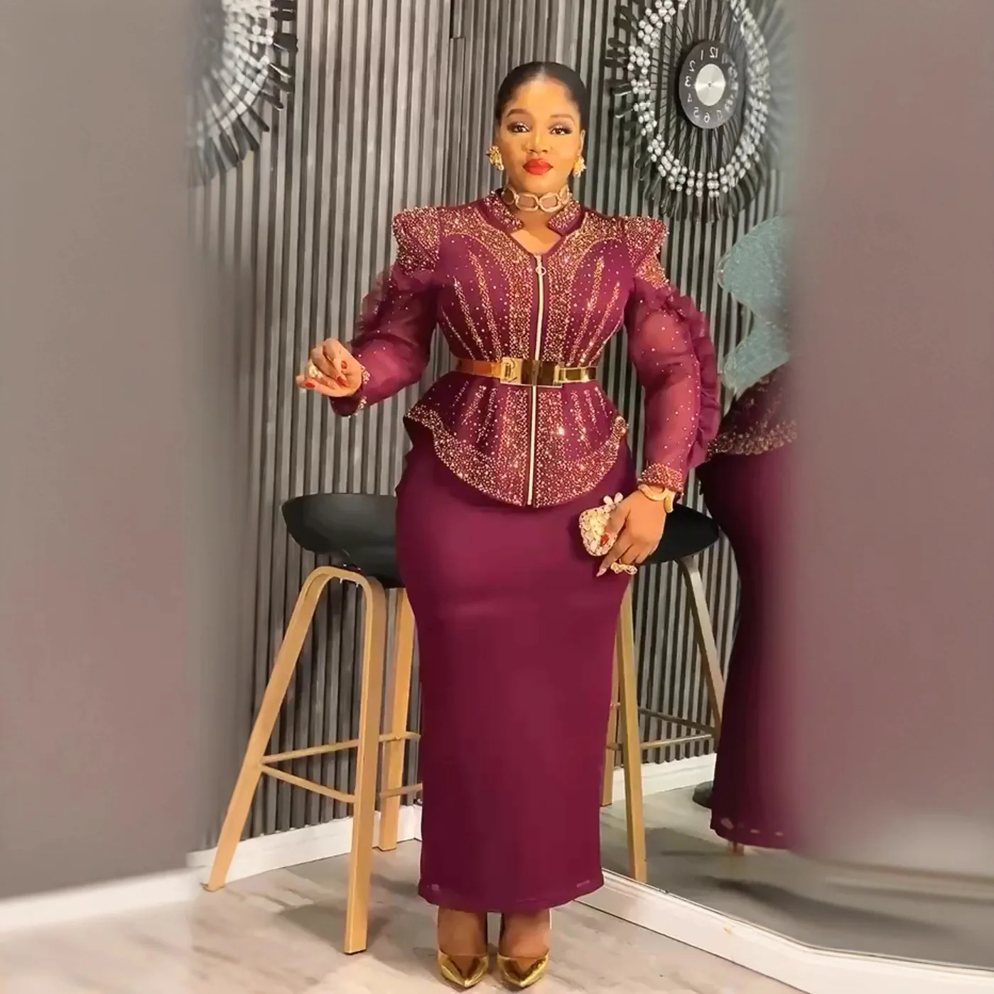 

Весенняя африканская одежда 2024, модная женская одежда из полиэстера с длинными рукавами, Дашики, Анкара, халат, большие размеры, свадебные платья