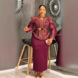 2025 Spring African Clothes for Women Fashion long sleeve polyester Dashiki Ankara Outfit Robe Plus Size Wedding Party Dresses