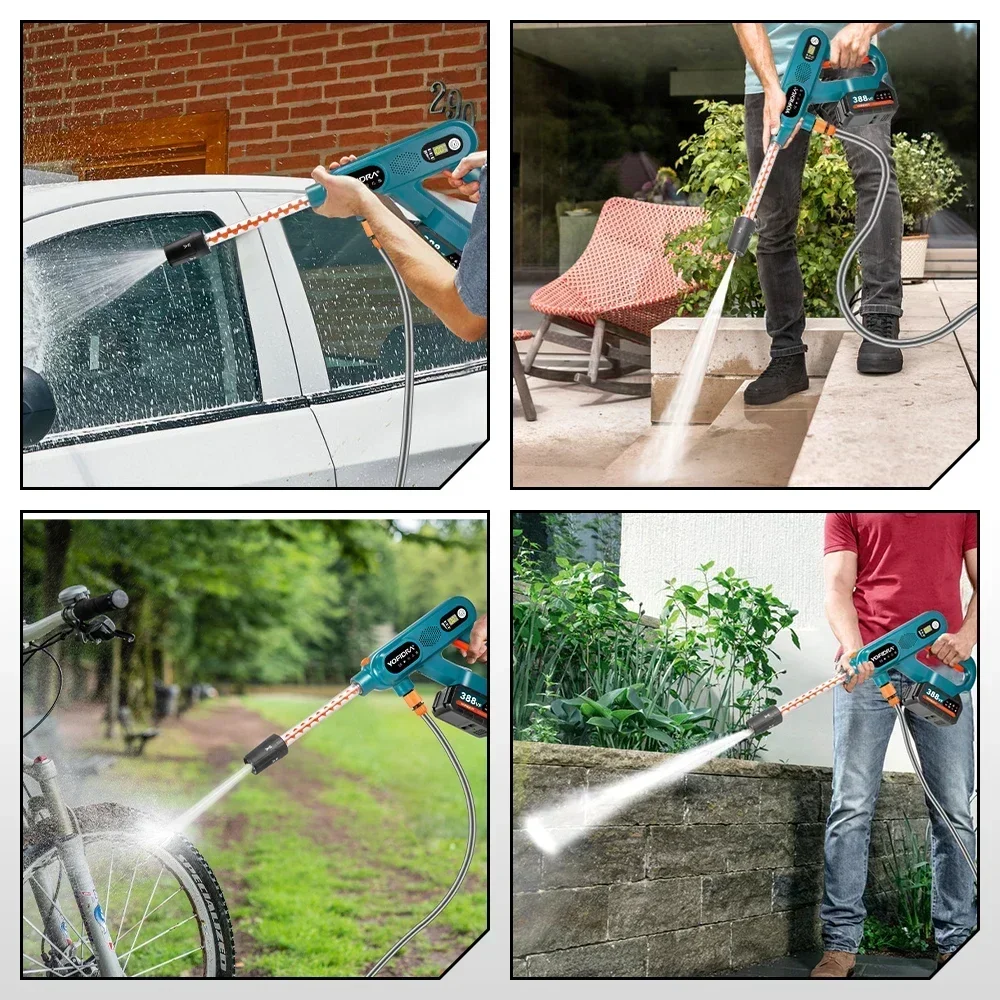 YOFIDRA 220Bar Brushless Electric High Pressure Washer Gun 3 Gear Home Car Washing Water Spray Gun For Makita 18V Battery Pin