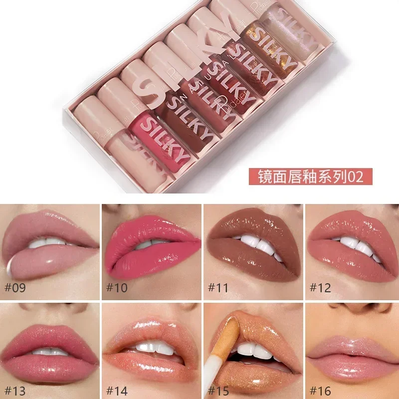 Pudaier 8 cores diamante brilhante brilho labial conjunto batom hidratante de longa duração brilho lipgloss batom brilhante matiz labial maquiagem