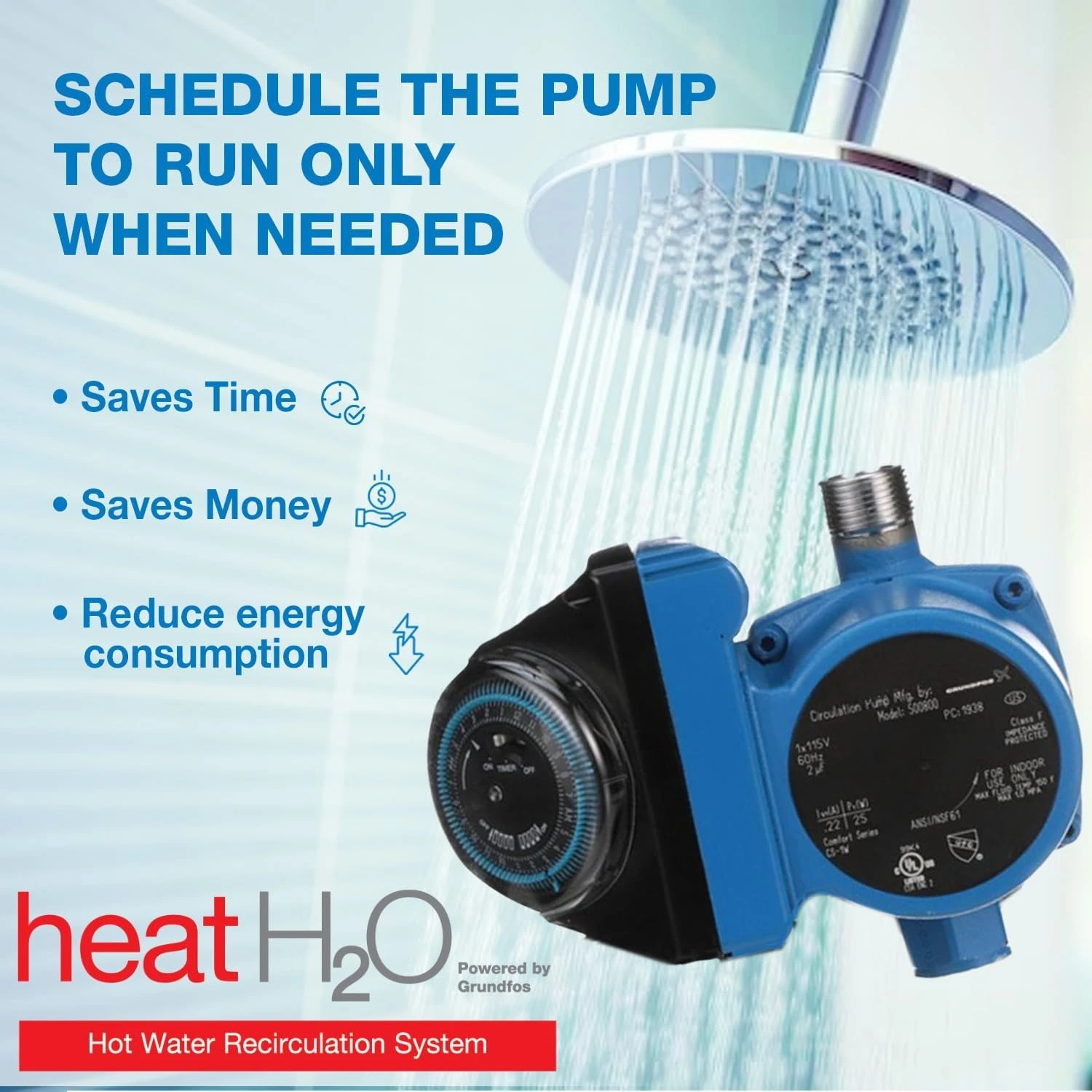H2O Hot Water Recirculation System w/Programmable Timer, Instant Hot Water,  Pump, 2 Adapters, Sensor Valve,Hot