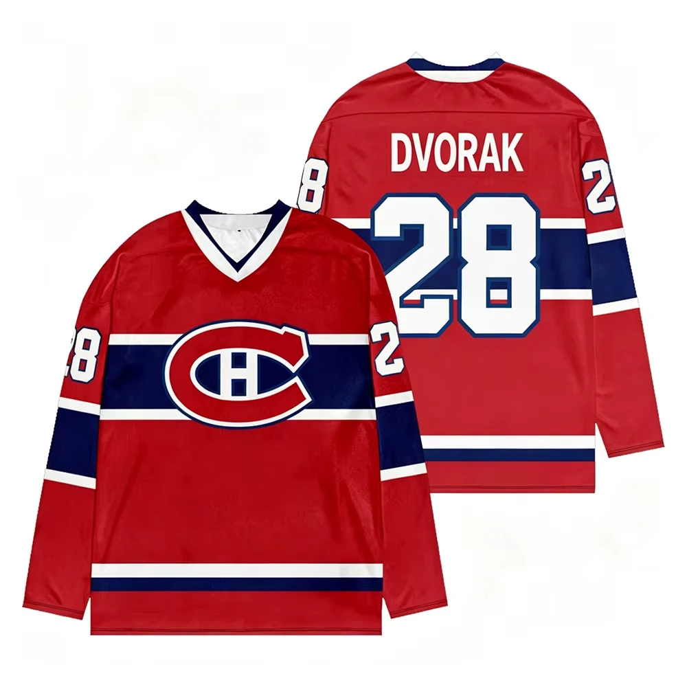 Neues Kinder-Hockeytrikot der Montreal Canadiens, V-Ausschnitt, langärmlig, sportliches Sweatshirt für Damen und Herren, Spieler-Cosplay-Oberteil – Detail 7