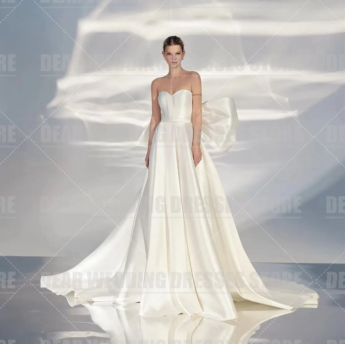 

Gorgeous Bow A Line Wedding Dresses Woman's Celebrity Sexy Sleeveless Backless Formal Princess Elegant Bride Gowns Vestidos 2024