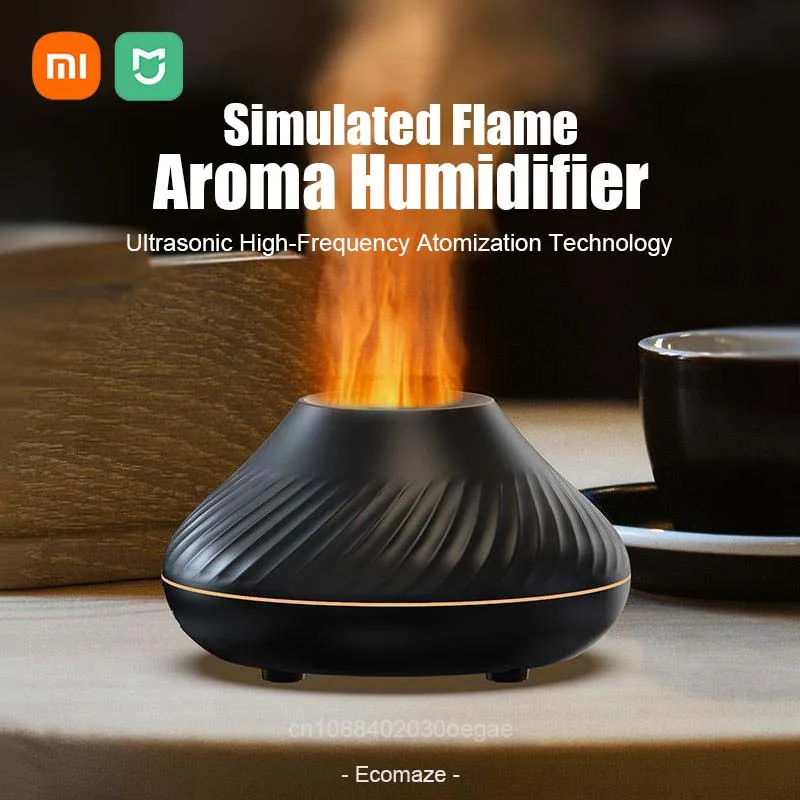 Xiaomi Ultrasonic Aromatherapy Humidifier Colorful Simulation Flame USB Linking Essential Oil Fragrance Machines Desktop Bedroom