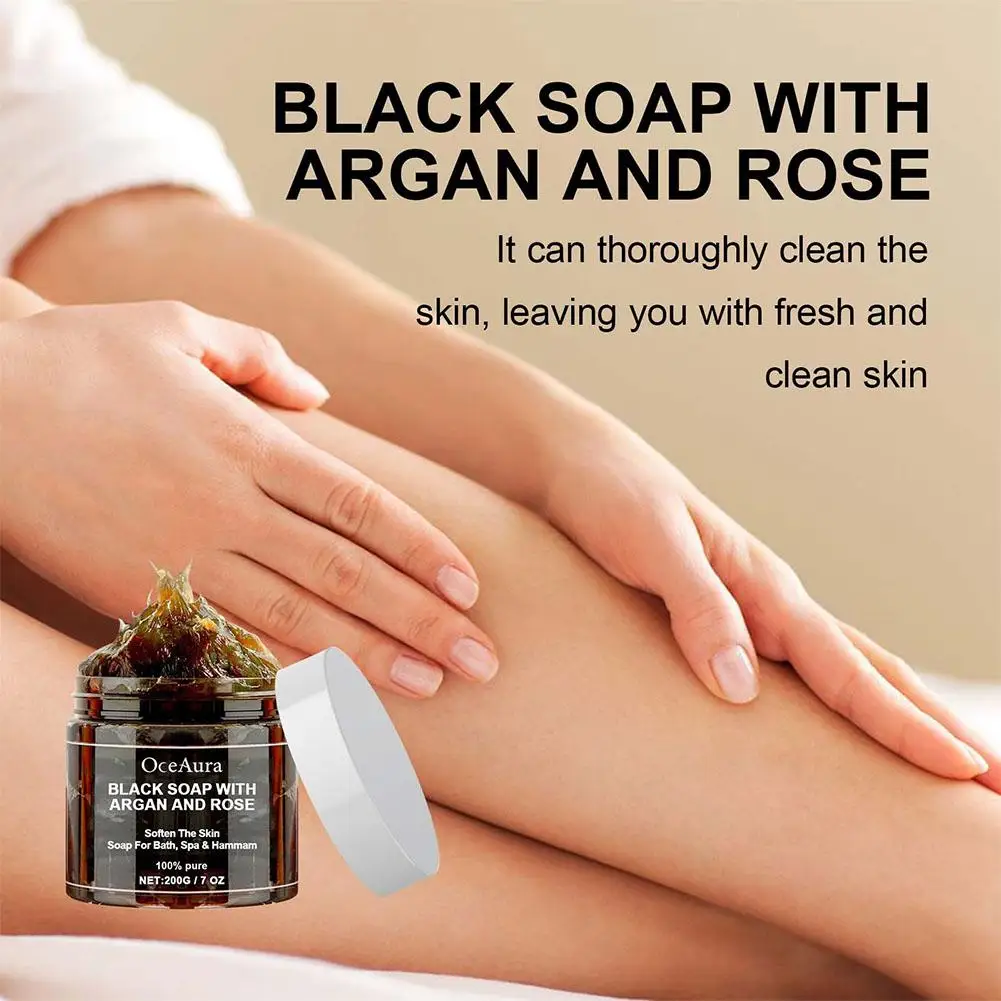 200g Black Beldi Soap With Argan And Rose Zawina Morocco Moisturizing Skin Acne Remove Beldi Body Soap Black Care J6P6