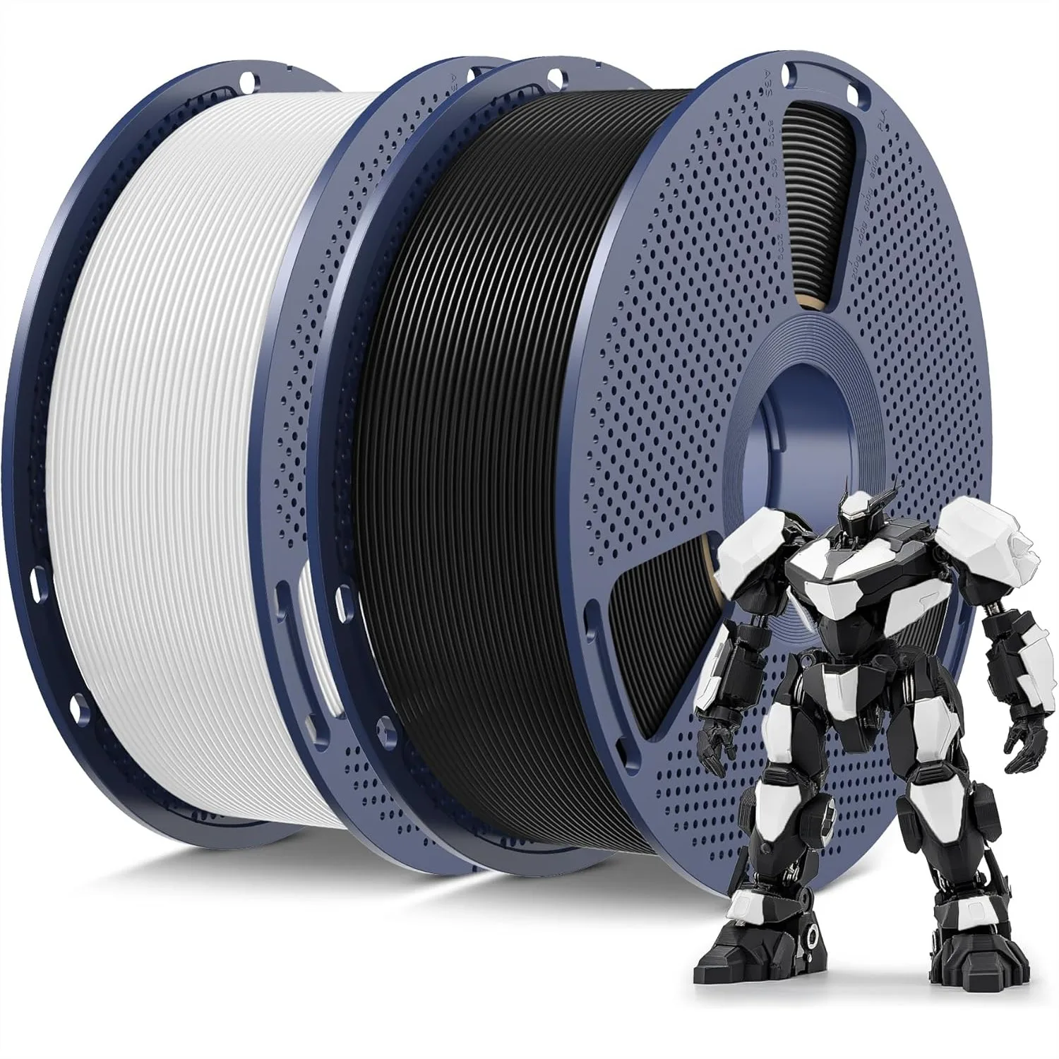 

PLA Filament 1.75mm, High Precision & Tangle-Free 3D Printer Filament, 2-Pack (2kg Total, 1kg/Spool) Black+White