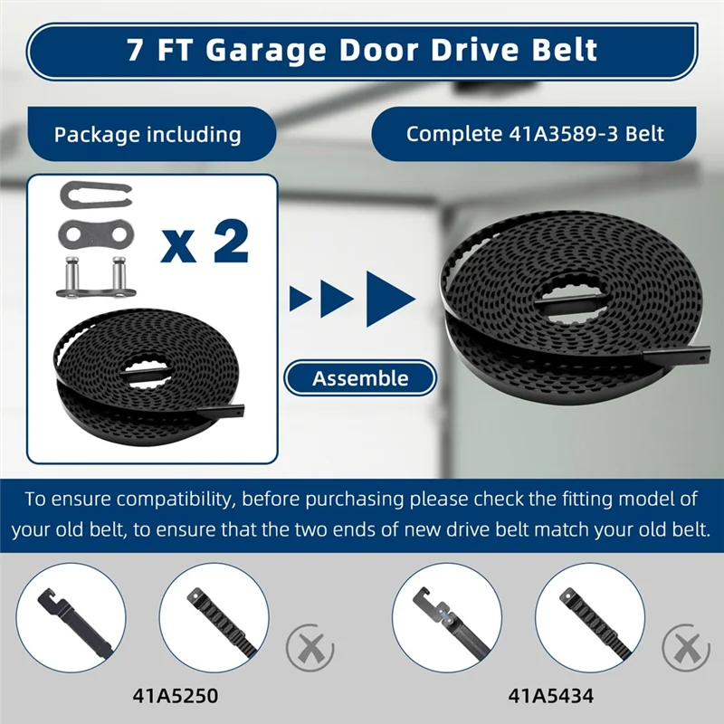 

41A3589-3 41A3589‑12 Drive Belt For 7 Ft High Garage Door, 233 Inches Belt Assembly For Garage Door Opener-X59A